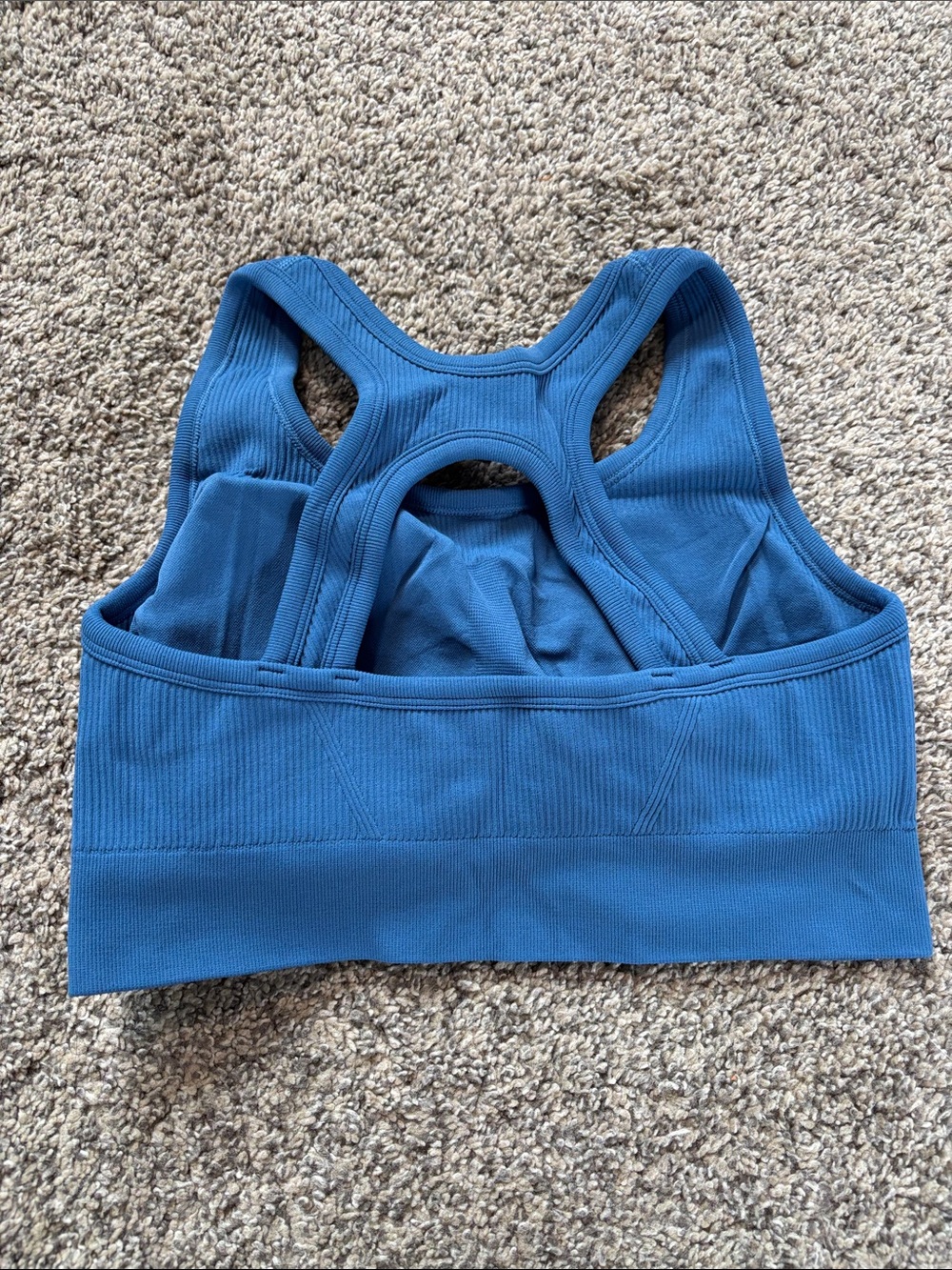 Nikuja Blue Ribbed Racerback Sports Bra - Picture 2 of 4